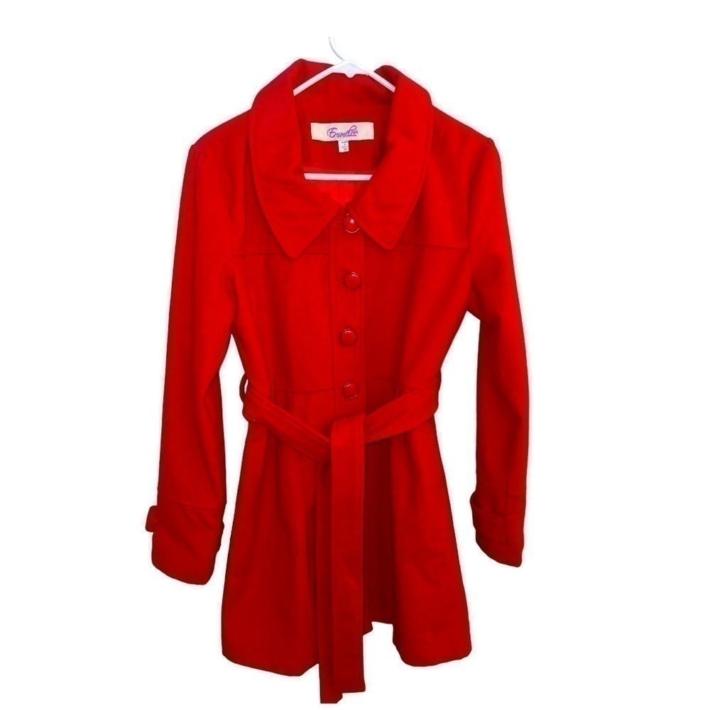 𝅺EMMELEE RED PEACOAT SIZE MEDIUM